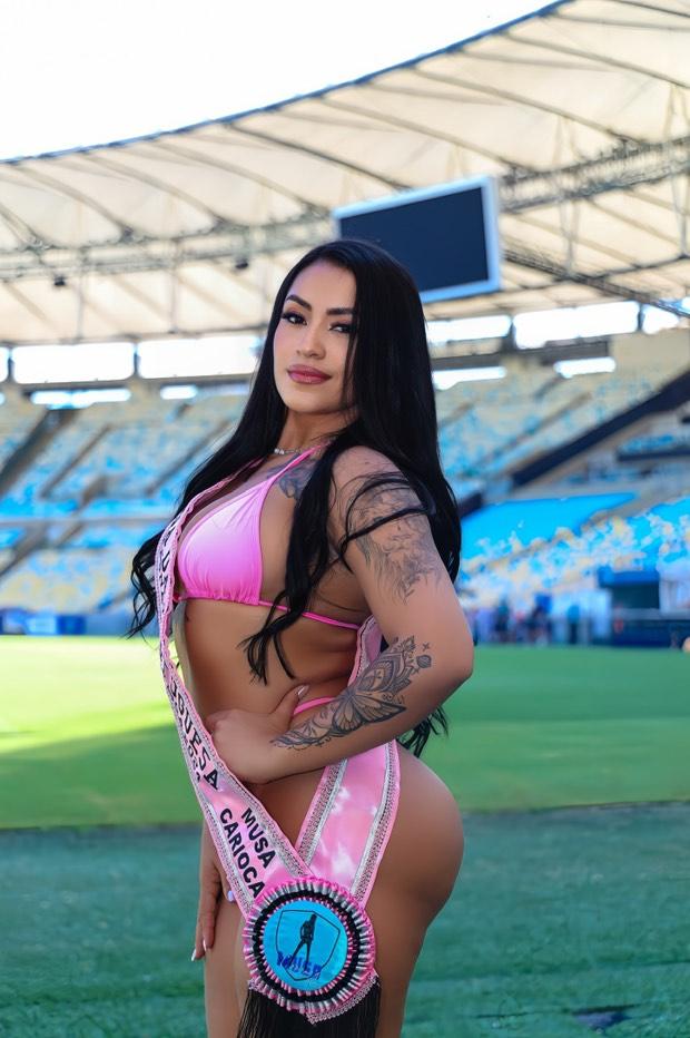 Modelo Kezia Nascimento representa a Portuguesa no concurso Musa Carioca 2024