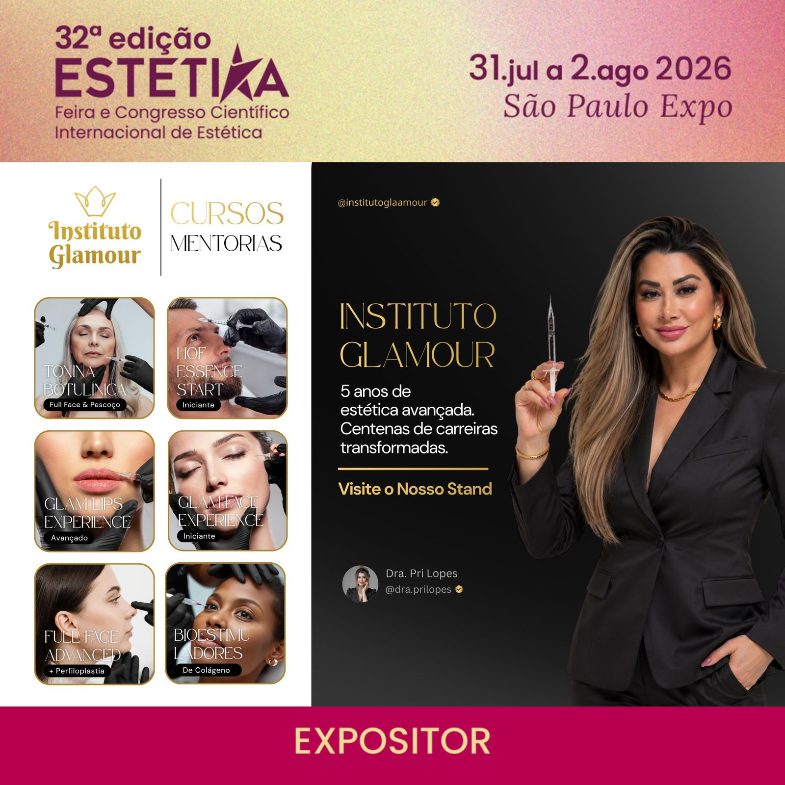 Instituto Glamour leva inovação e capacitação de elite para a Estetika 2026