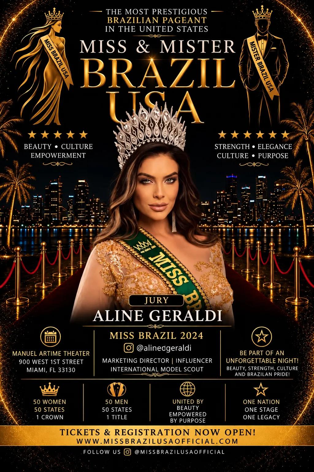 MISS BRASIL, ALINE GERALDI, É CONVIDADA PARA GRANDE EVENTO DE BELEZA EM MIAMI QUE CELEBRA 34 ANOS DE TRADIÇÃO